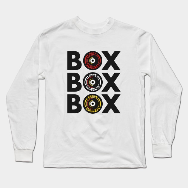 Box Box Box Infographic F1 Tyre Compound Design Long Sleeve T-Shirt by DavidSpeedDesign